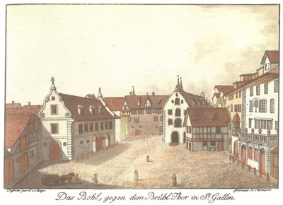The Bohl, towards the Brühl Gate in St. Gallen by Johann Conrad Mayr